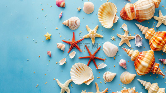 贝壳海星背景图片_海星贝壳海螺合成创意素材背景