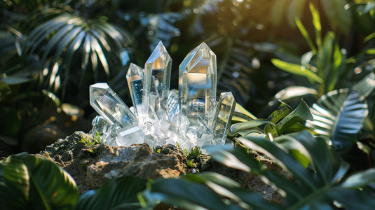 合成植物背景图片_花园植物水晶合成创意素材背景