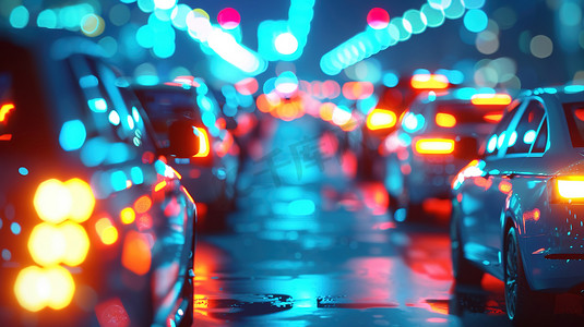 夜晚繁荣的城市道路灯光图片