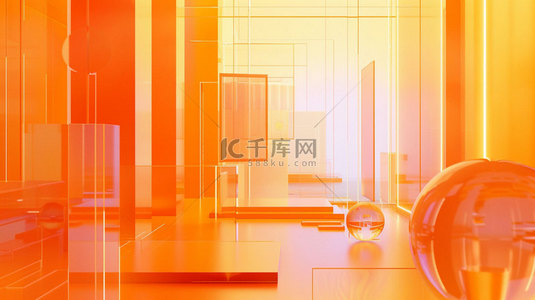 广州城市线条背景图片_橘黄科技线条合成创意素材背景