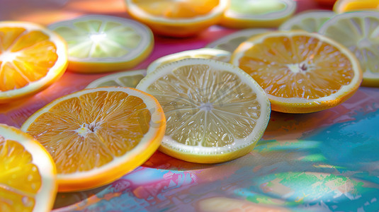橙子图片摄影照片_香橙柠檬西柚切片图片