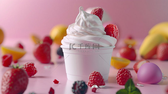 素材水果背景图片_水果冰淇淋美味合成创意素材背景