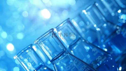 实验容器背景图片_蓝色玻璃容器实验研发的背景