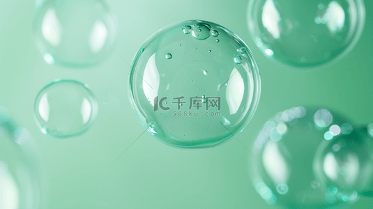 绿色简约唯美气泡泡沫飘飘的背景