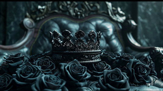 皇冠黑色背景图片_黑色玫瑰皇冠合成创意素材背景