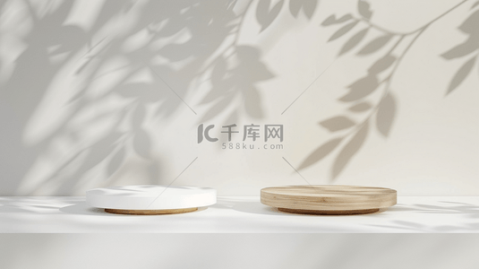 墙立体字背景图片_洁白3D立体电商光影装饰圆柱展台背景