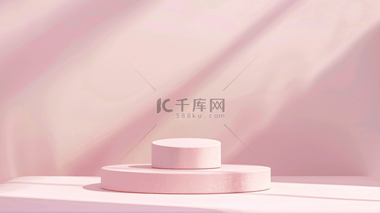 粉色小清新立体背景图片_粉色3D立体圆柱形电商展台背景