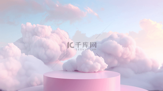 3d立体云朵背景图片_粉色立体电商装饰展台背景