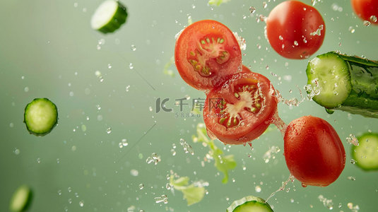 黄瓜栽培背景图片_黄瓜番茄坠落合成创意素材背景