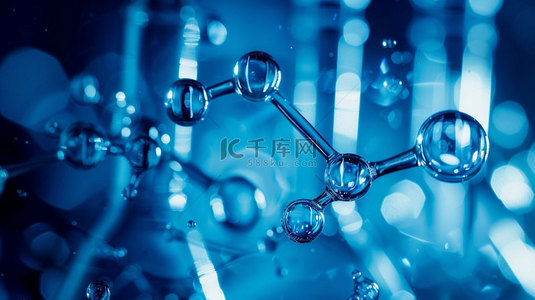 水分子球棍模型背景图片_化学试管分子合成创意素材背景