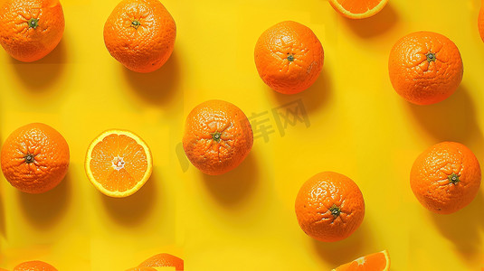证件照底色摄影照片_浅黄底色上的夏日香橙图片