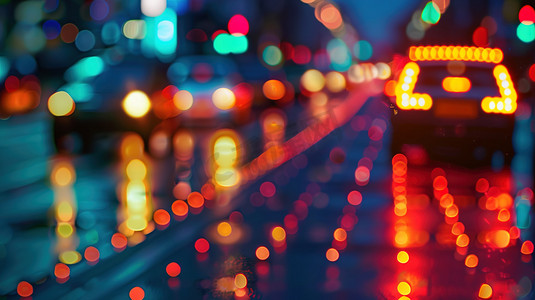 城市摄影照片_夜晚繁荣的城市道路灯光图片