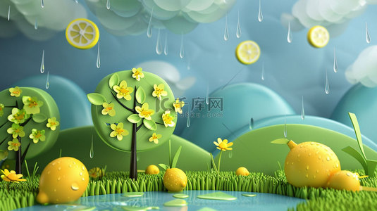 干旱大地下雨背景图片_模型下雨草地合成创意素材背景