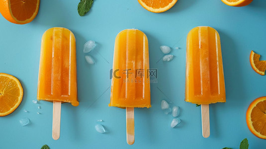 冰棍水果橙子合成创意素材背景