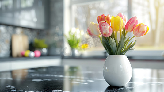 房间阳光花朵花瓶的摄影高清摄影图