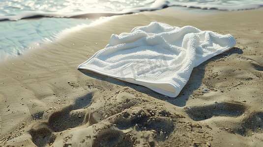 沙滩海浪阳光浴巾摄影照片