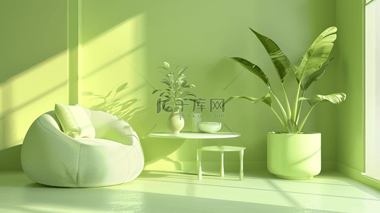 简约家具风格背景图片_浅绿色极简主义室内设计背景