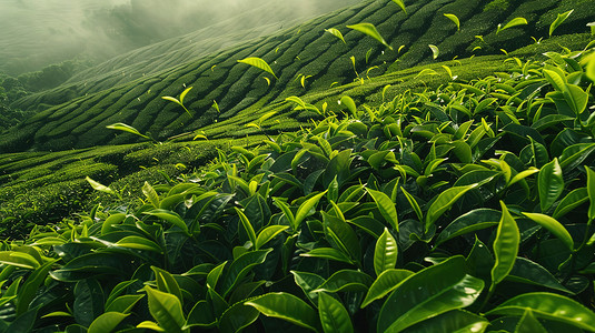 大片绿色茶园的摄影高清摄影图