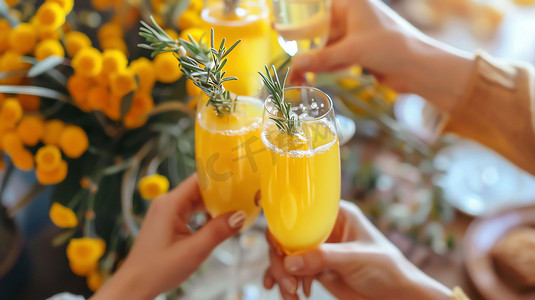 橙汁高脚杯花束饮料摄影照片