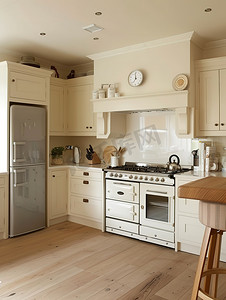厨房内部设计浅棕色极简摄影图
