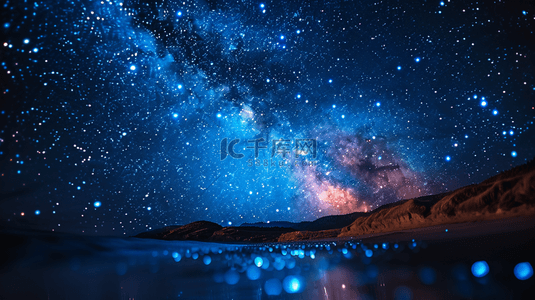 海边夜晚背景图片_海边蓝色夜空的星光闪闪的天河背景