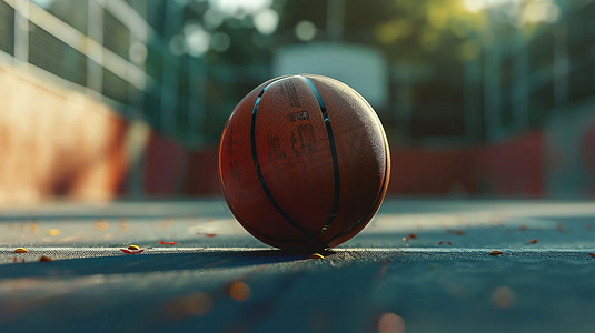 室外篮球场地面篮球摄影照片