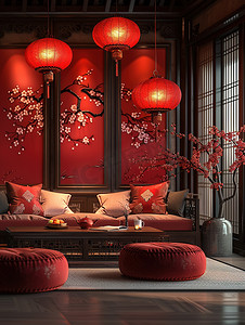 新中式装饰的家居高清图片