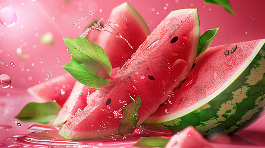 水果西瓜水珠的摄影高清摄影图