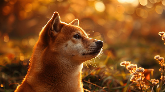 夏天摄影照片_一只可爱的秋田犬图片