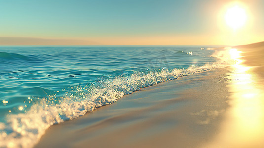 风景摄影照片_太阳照射海面海水的摄影照片