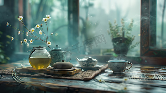 中式精致茶水茶具的摄影高清摄影图