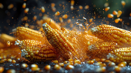 玉米粒摄影照片_玉米玉米粒散落食材摄影照片