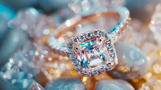 璀璨钻石戒指珍贵摄影照片
