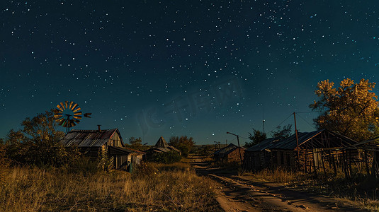 山川星空摄影照片_夜晚星空村庄公路摄影照片