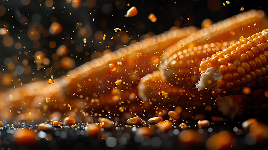 玉米玉米粒散落食材摄影照片