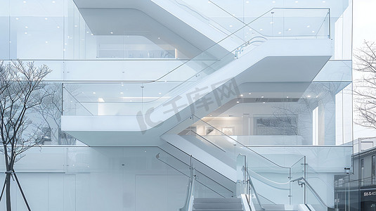 玻璃楼梯设计曲折摄影照片