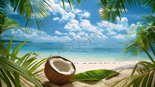 沙滩树木椰子的摄影摄影照片