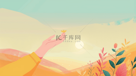 黄昏落日背景图片_山顶上看夕阳的女孩背景