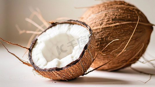 水果椰子切开的摄影高清摄影图