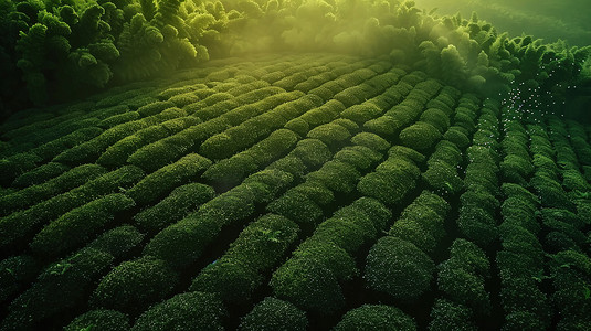 清新绿色茶叶摄影照片_大片绿色茶园的摄影高清图片