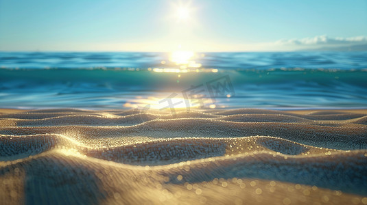 太阳照射海面海水的摄影照片