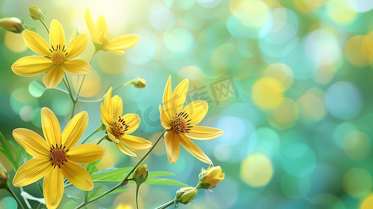 黄色的小草摄影照片_夏日里草丛中的小雏菊图片