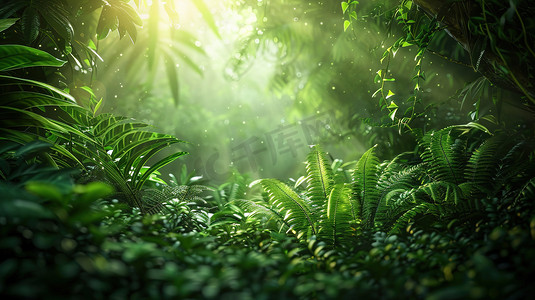 阳光照射森林树叶的摄影摄影配图