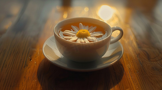白色小花摄影照片_白色茶杯上花朵的摄影照片