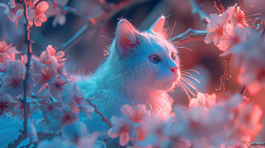 唯美猫咪花朵的摄影高清摄影图