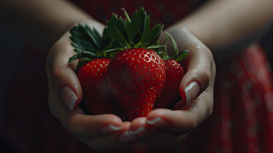 手捧新鲜草莓摄影2