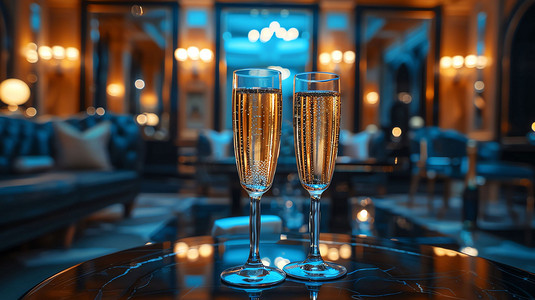 香槟桌子聚会酒馆摄影照片