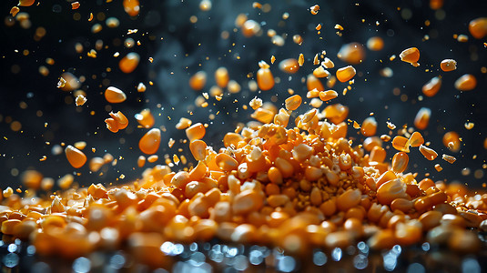 玉米玉米粒散落食材摄影照片