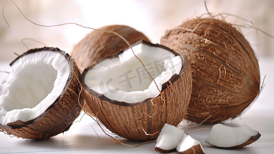 水果椰子切开的摄影摄影配图