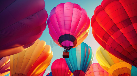 天空中彩色的热气球图片